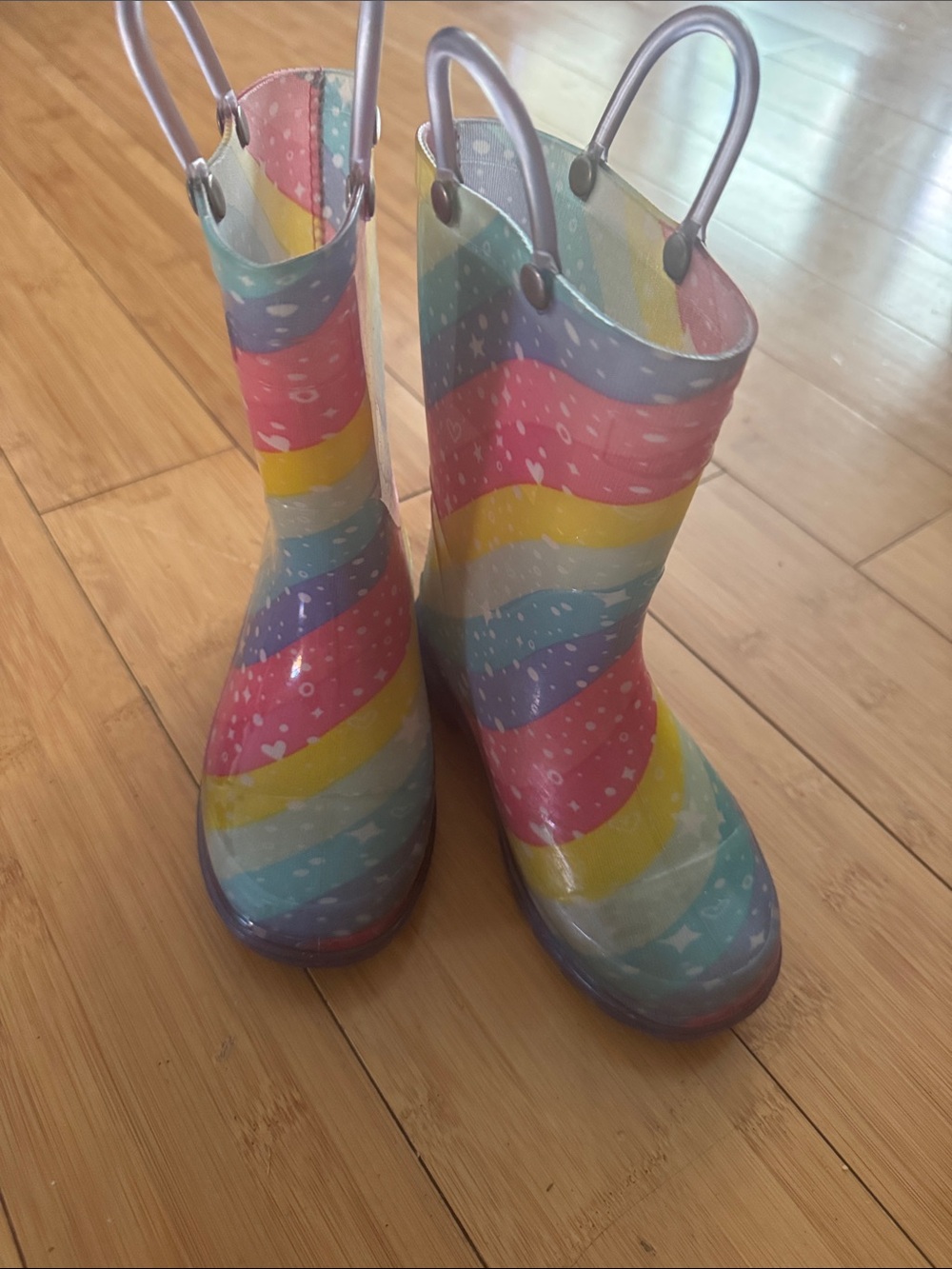 Western Chief Kids Rainbow Stripe Rain Boots - Pink, Yellow, Blue, Purple
